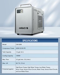 OMTech 6L CW-5200 Industrial Water Chiller for CO2 Laser Engraver Cutter Marker