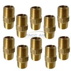 10 Pack Brass Pipe Hex Nipple Fitting 1/4″ MNPT x 1/4″ NPT Male Adapter