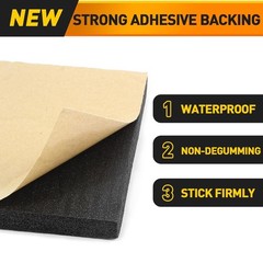 4Pcs Neoprene Foam Padding Sheet 3/4in 12x8in Self Adhesive Anti Vibration Black