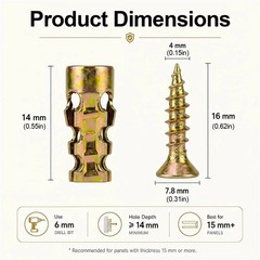 500 PCS Hinge Repair Screw & Expansion Anchor – 6×14mm Short Expansion Screw Set