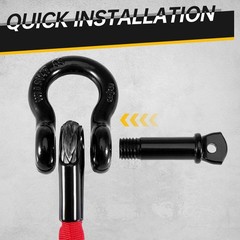 Recovery Strap (18,000lb.) 4FT with Winch Hook and D-Ring for ATV Mud Recovery