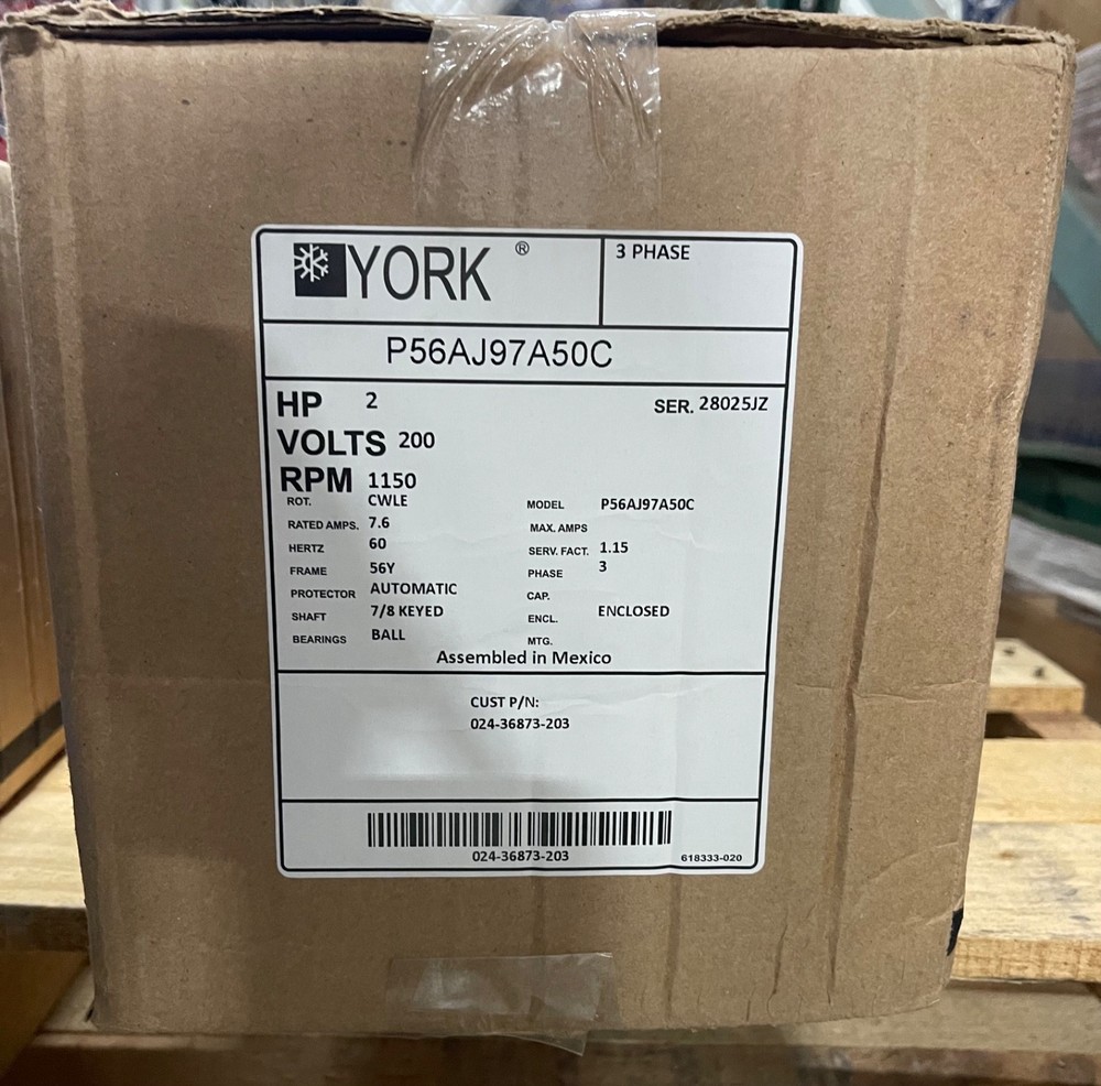 York 024-36873-203 2 HP 6P TEAO Fan Motor, Replacement for 024-36873-103