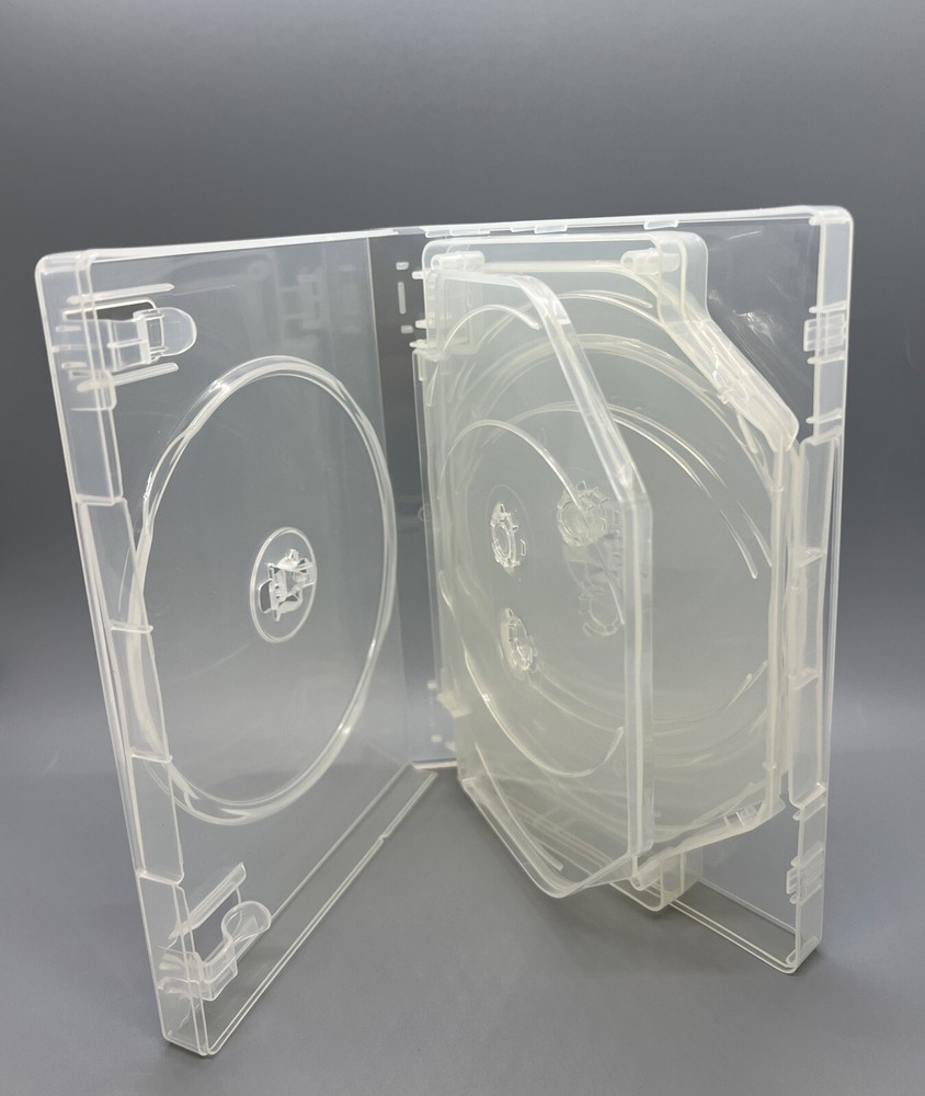 5 PCS TOP QUALITY NEW 27MM CLEAR 7-DVD CASE W/SWING TRAYS, M-LOCK HUB, FD-1201