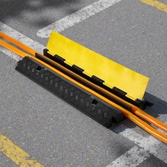 VEVOR Cable Protector Ramp Rubber Cord Cover 22000 lbs/axle Capacity 2 Channel