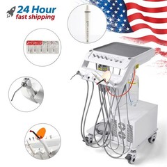 Portable Dental Mobile Delivery Unit System Air Compressor Cart 4 Holes