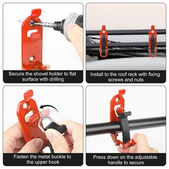 2pcs Shovel Mounts for Roof Rack Metal Rubber Clamp Mounting Kit Shovel Holder