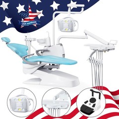 Dental Unit Chair Ergonomic DC Motor Computer Controlled Hard Leather with Stool
