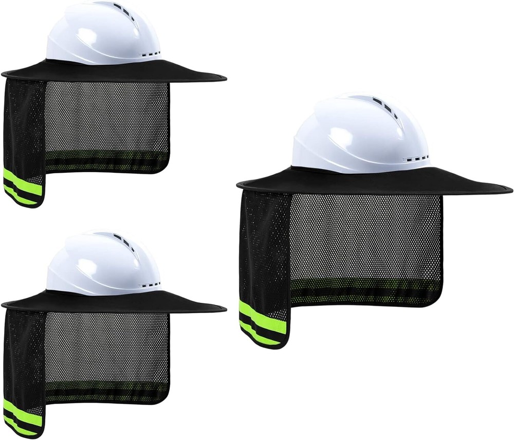 3 Pack Black Hard Hat Sunshield Upgrade Full Brim Neck Sunshade Cover