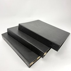 Lot of 3 Vintage 3-Ring Binders Hardbound Pebbled Black Industrial Office