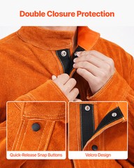 VEVOR Flame-Resistant Welding Jacket Heavy Duty Leather Safety Jacket XXL