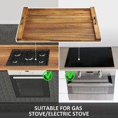 30x22in Acacia Wood Stove Cover W/ Handles & Extra Thick for Kitchen Counter Use