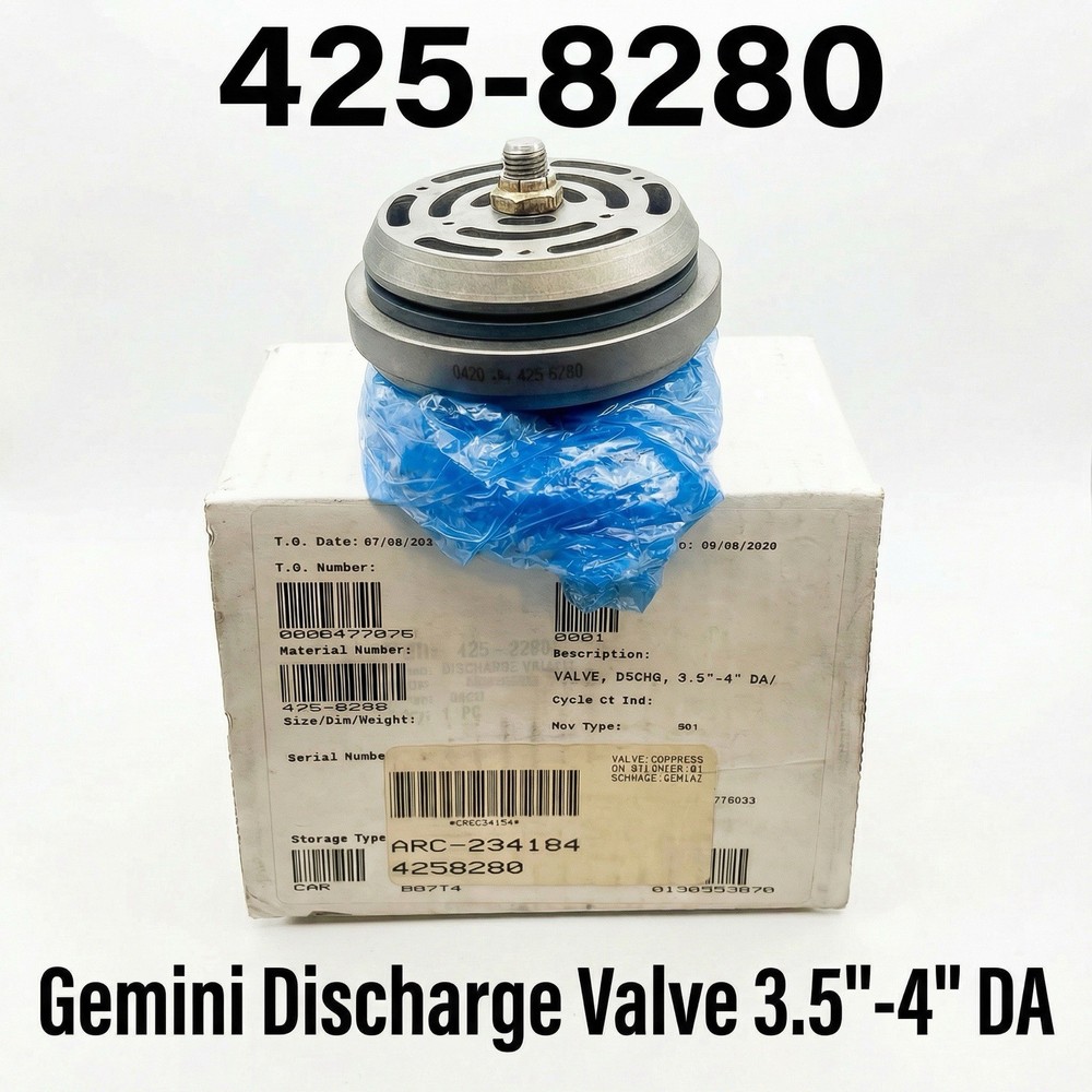 Gemini 425-8280 Compressor Discharge Valve 3.5-4 inch DA/ST Coil Natural Gas CNG