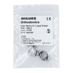 Dental orthodontic molar band with lingual sheath Roth 0.022 U3&L2 Conv 28 sizes
