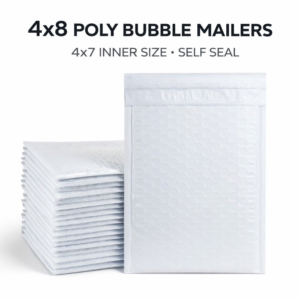 Poly Bubble Mailers #000 4×8 Padded Envelopes Self Seal Shipping Bags