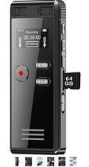 64GB Digital Recorder with Voice Activation – 4552 Hours for Lectures & Meetings