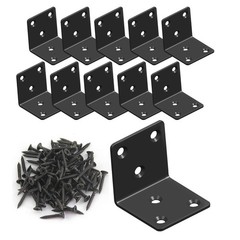 10-Pack Black L Brackets 2″ Heavy Duty Corner Brace Shelf Support Kit