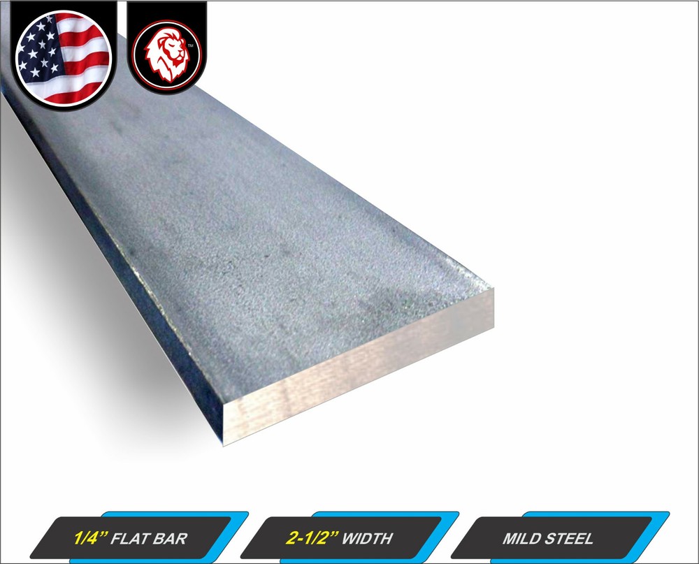 1/4″ x 2-1/2″ Steel Flat Bar – Flat Metal Stock – Mild Steel – 12″ Long