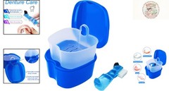 Elegant Dark Blue Travel Mouthguard Cleaning Case with Detachable Drain Basket