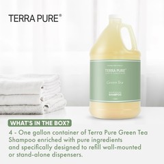 Terra Pure Hotel Shampoo | Four Gallons | 128 Fl Oz (Pack of 4), Green Tea