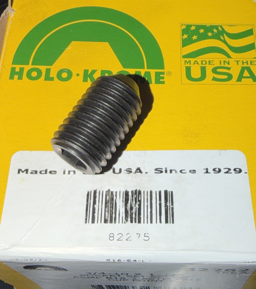 Holo Krome 3/4″-10 x 1 1/4″ Coarse Thread Socket Set Screw Cup Pt Black Oxide