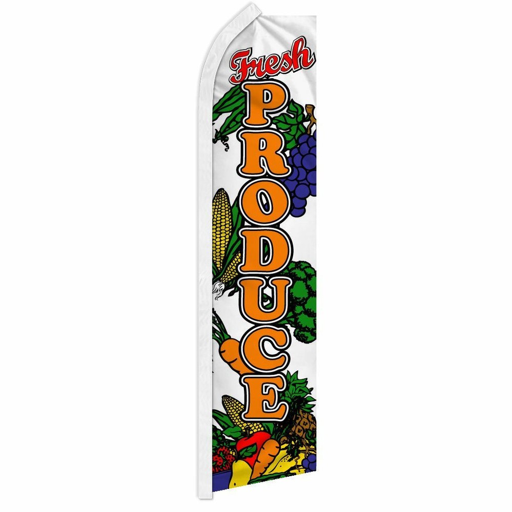 “FRESH PRODUCE” advertising super flag swooper banner business food fruit market