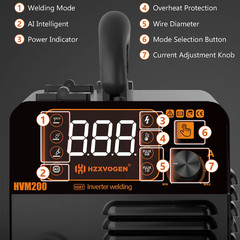 3 In1 HVM200 Semi-Automatic MMA Mig Welding Machine Inverter Welder Synergy Tool