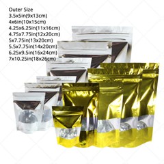 Multi-Clolor & Size Glossy Foil Mylar Stand Up Zip Lock Bag w/ Rectangle Window