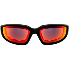 Birdz Oriole SS Padded Motorcycle Riding Glasses A/F Black w/ Red Mirror Lens