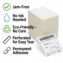 1000 4×6 Fanfold Direct Thermal Shipping Labels for Zebra and Rollo Printers