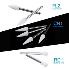 Dental White Stone High Speed Polishing Burs FG Cone/Flame/Round Aluminum Oxide