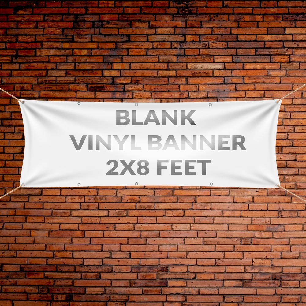 VictoryStore 2×8 Feet Blank Banner – 10oz Blank Vinyl Banner with Grommets