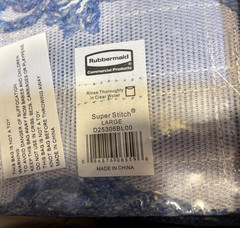 6 PAK Rubbermaid Commercial Large Super Stitch Blend Blue 5″ Band Floor Mop Head
