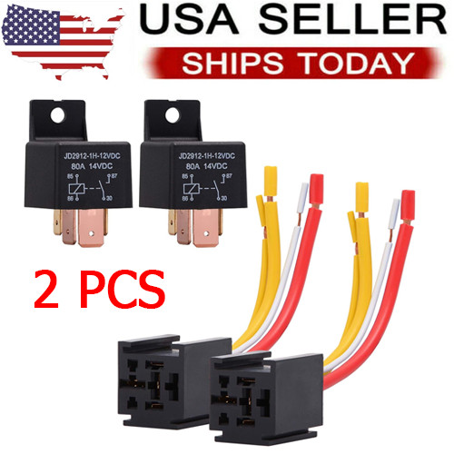 Car Relay 12V 80A SPST 4-pin Heavy Duty Relay Car DC Normal Open Relay 2 PCS