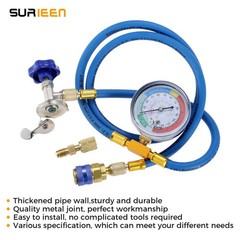 R134A R12 R22 Refrigerant Charging Hose with Gauge, 51” AC Refrigerant Recharge