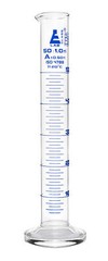 Eisco Labs 50ml Graduated Cylinder, Class A – Blue Graduations, Round Base