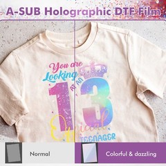 A-SUB DTF Film Glitter 8.5×11 Clear Sublimation Paper for Dark Light Fabric, Mug