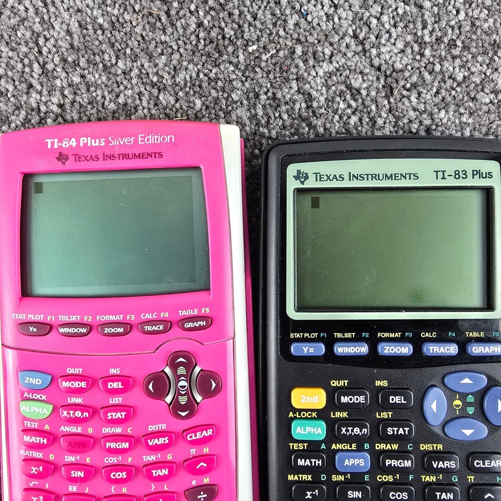Texas Instruments Graphing Calculator Bundle Pink TI-84 Plus Silver TI-83 Plus