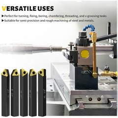 Carbide Metal Cutting Tool Bits 3/8″ Shank 5pc Kit Metal Lathe Cutting Tools