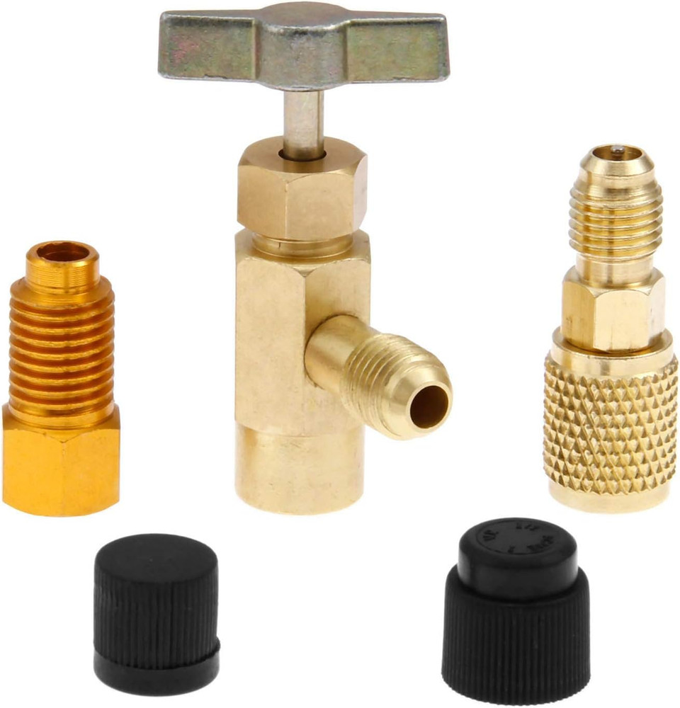 R1234Yf Can Tap Adapter Fitting Kits, 1/4 SAE to 1/2 Acme LH Can Bottle Tap O…