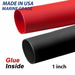 1″ Black & RED Adhesive Glue Lined Heat Shrink, MADE IN USA,MARINE GRADE THICK