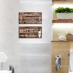 Jetec 2 Pieces Funny Bathroom Pictures Wall Sign Decor as picture shows