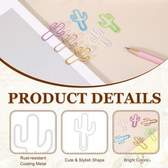 30Pcs Paper Clip, Cactus Shape Paper Clip Small Cute Bookmarks, Multicolor