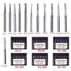 10-100pcs Dental FG Carbide Tungsten Steel Drills Burs for High Speed Handpiece