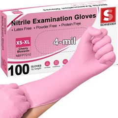 Schneider Medical Nitrile Exam Gloves, 4-mil Small, Cherry Blossom