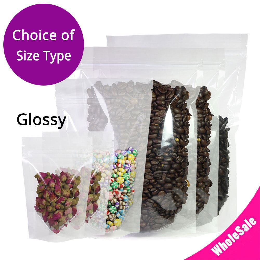 Multi-Size High Quality Glossy & Matte Clear Plastic Mylar Stand up Zip Lock Bag