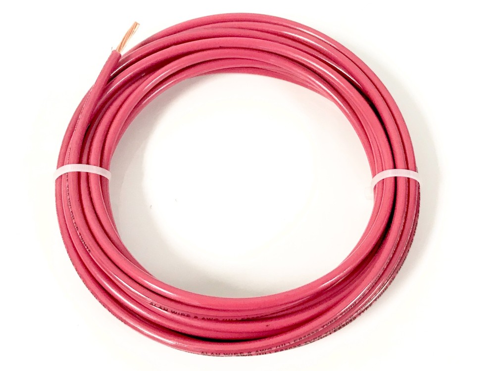 75′ FEET THHN THWN-2 8 AWG GAUGE RED STRANDED COPPER BUILDING WIRE VW-1