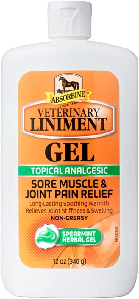 Absorbine veterinary horse liniment gel sore muscle & joint pain relief 12oz