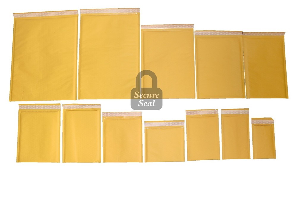 1-3000 Kraft Bubble Mailers #0000 – #7 Self Sealing Full Line Available