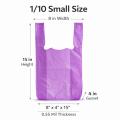 Bags 1/10 Small 8 x 4 x 15 T-Shirt Plastic Grocery Shopping Bags Burgundy