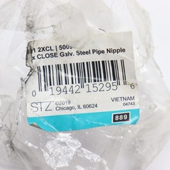 STZ Pipe Nipple Galvanized Steel Black Sch 40 2″ x Close 301 2XCL